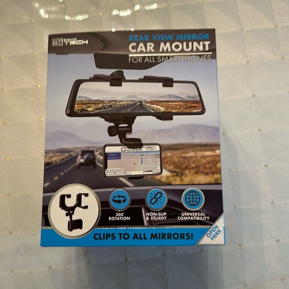 Simply tech REAR VIEW MIRROR CAR MOUNT for smart phones with 360 rotation